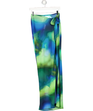 WHITE FOX Blue / Green Ombree Tie Side Sheer Skirt UK S