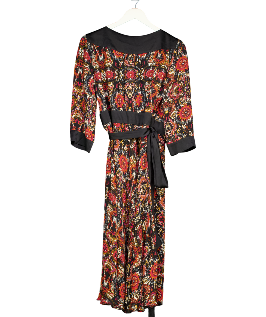 Diane von Furstenberg Black Iconic Printed Silk Wrap Dress Us10 UK 14