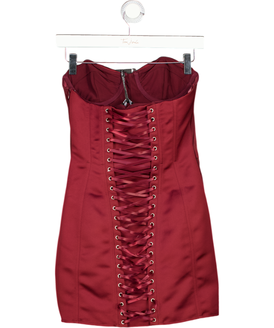 WHITE FOX Park Avenue Princess Mini Dress Burgundy Red UK S