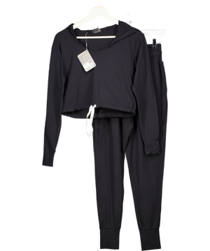 GYMSHARK Black 2-piece Poise Hoodie And Cuff Track Bottom Set UK XS