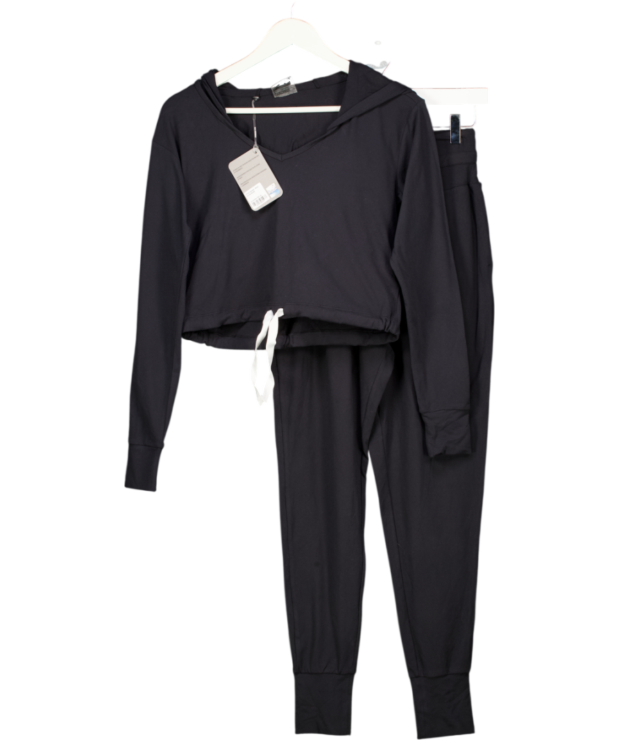 GYMSHARK Black 2-piece Poise Hoodie And Cuff Track Bottom Set UK XS