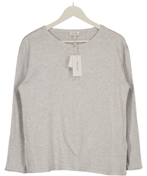 AMERICAN VINTAGE Light Grey Long Sleeve Henley Sonoma T-shirt UK M