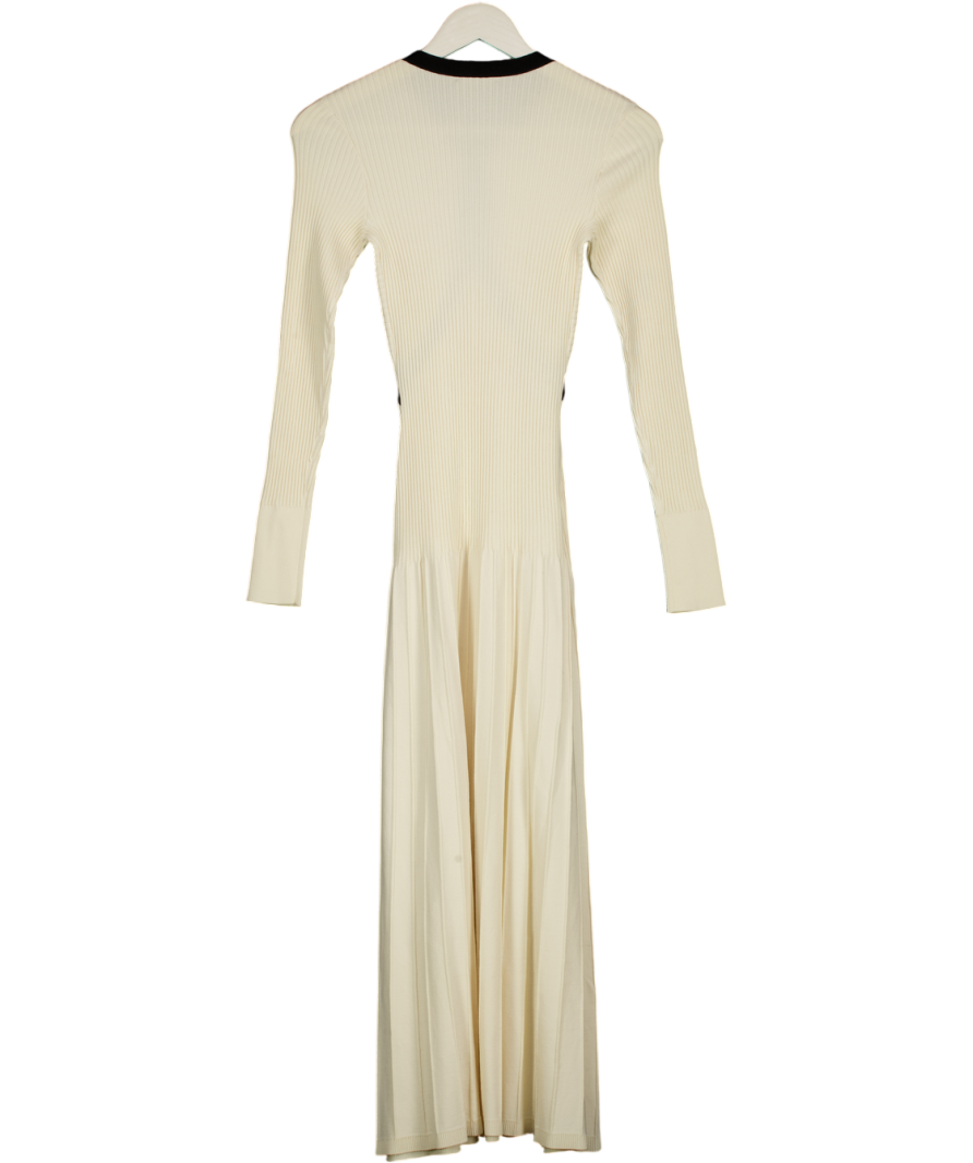 KAREN MILLEN Cream / Black Rib Knit Trim Detail Full Skirt Midi Dress Reliked KAREN MILLEN Cream / Black Rib Knit Trim Detail Full Skirt Midi Dress Reliked