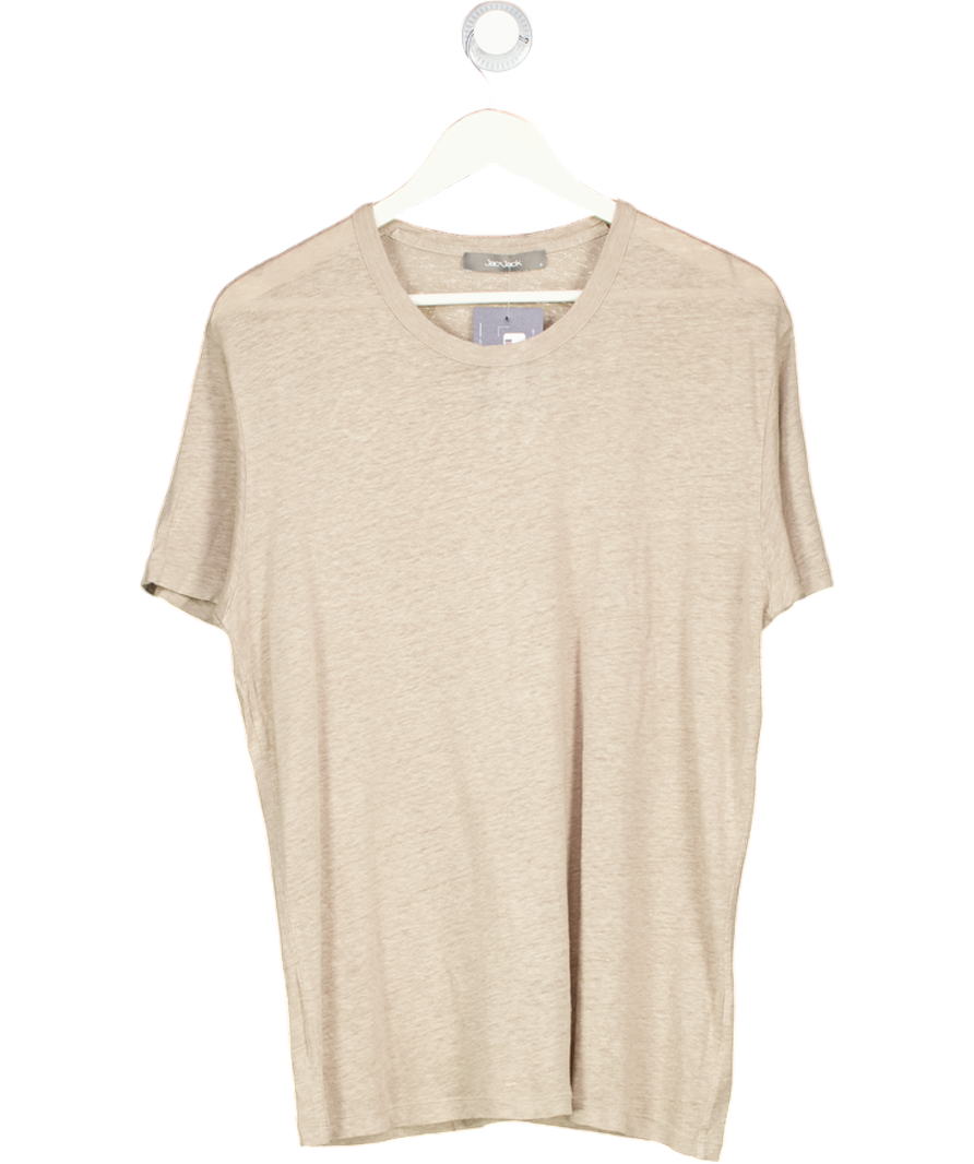 Jac + Jack Brown Line Linen Tee UK S