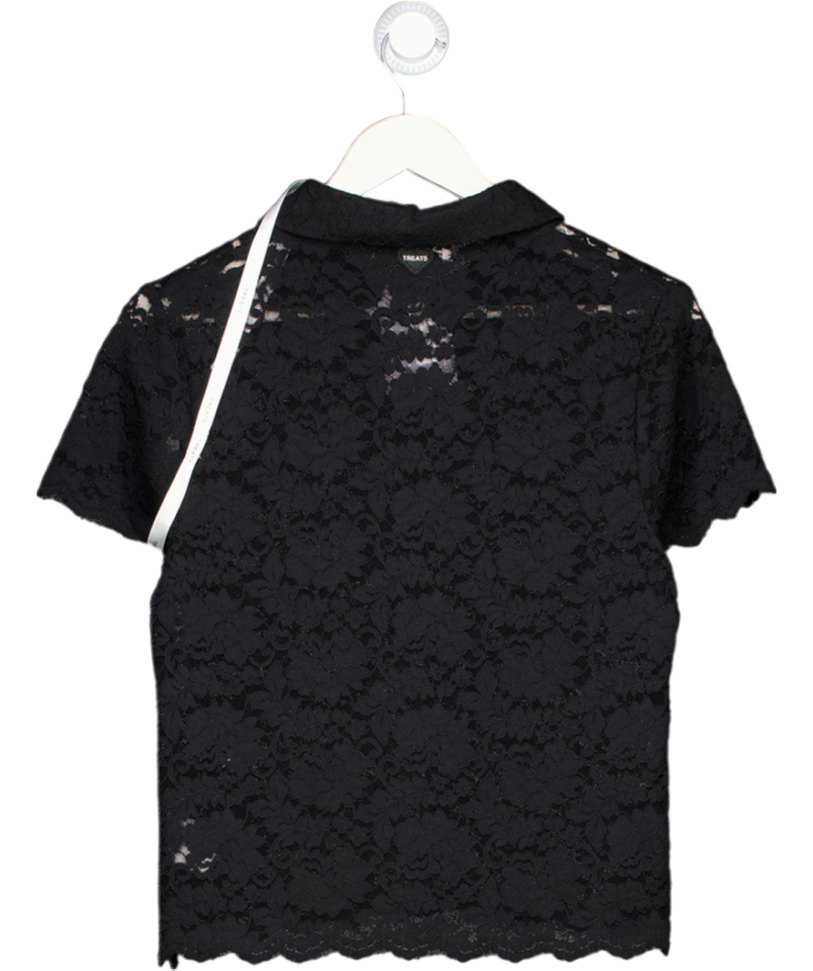 TREATS STUDIOS Black Short Sleeve Lace Shirt UK S
