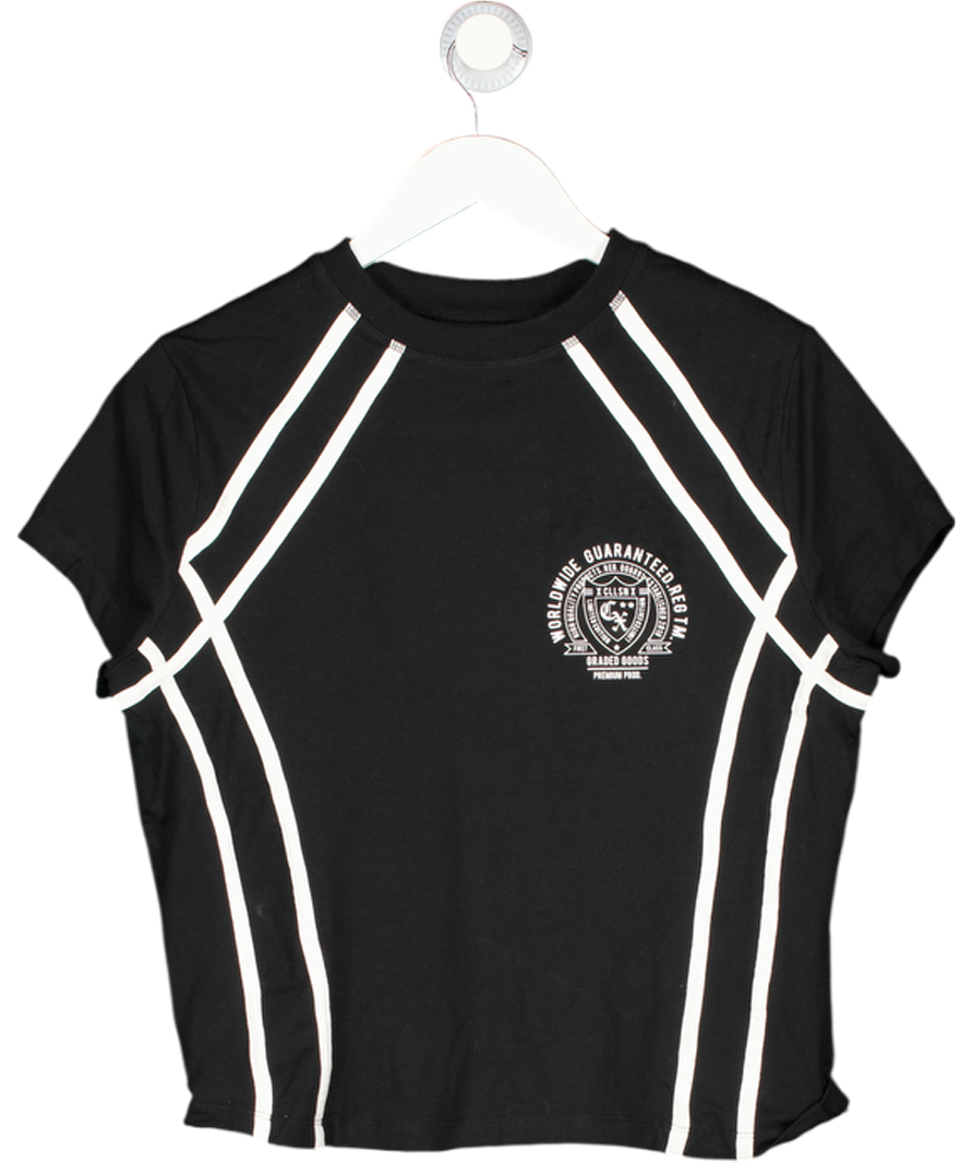 Collusion Black Shrunken Sport T-shirt UK M