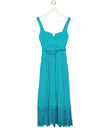SELF PORTRAIT Blue Pleated Chiffon Bustier Lace Hem Midi Dress UK 6