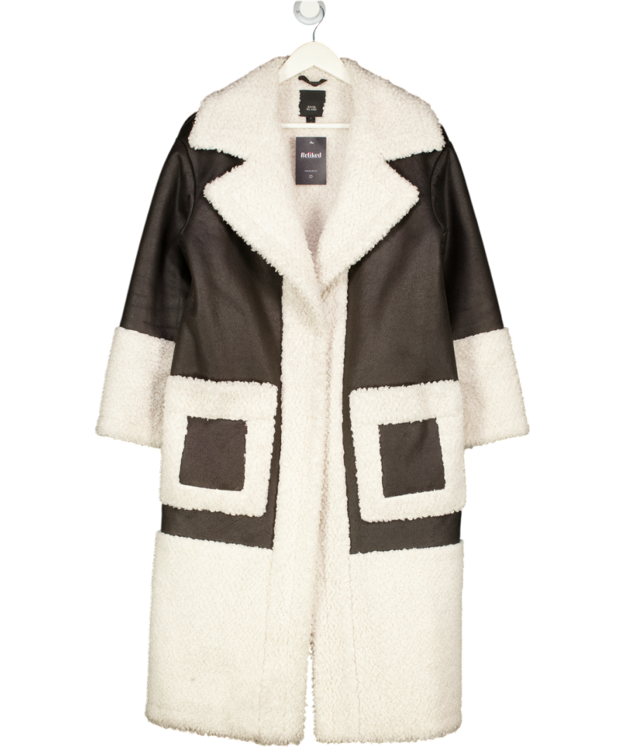 River Island Dark Brown Faux Shearling Coat UK S