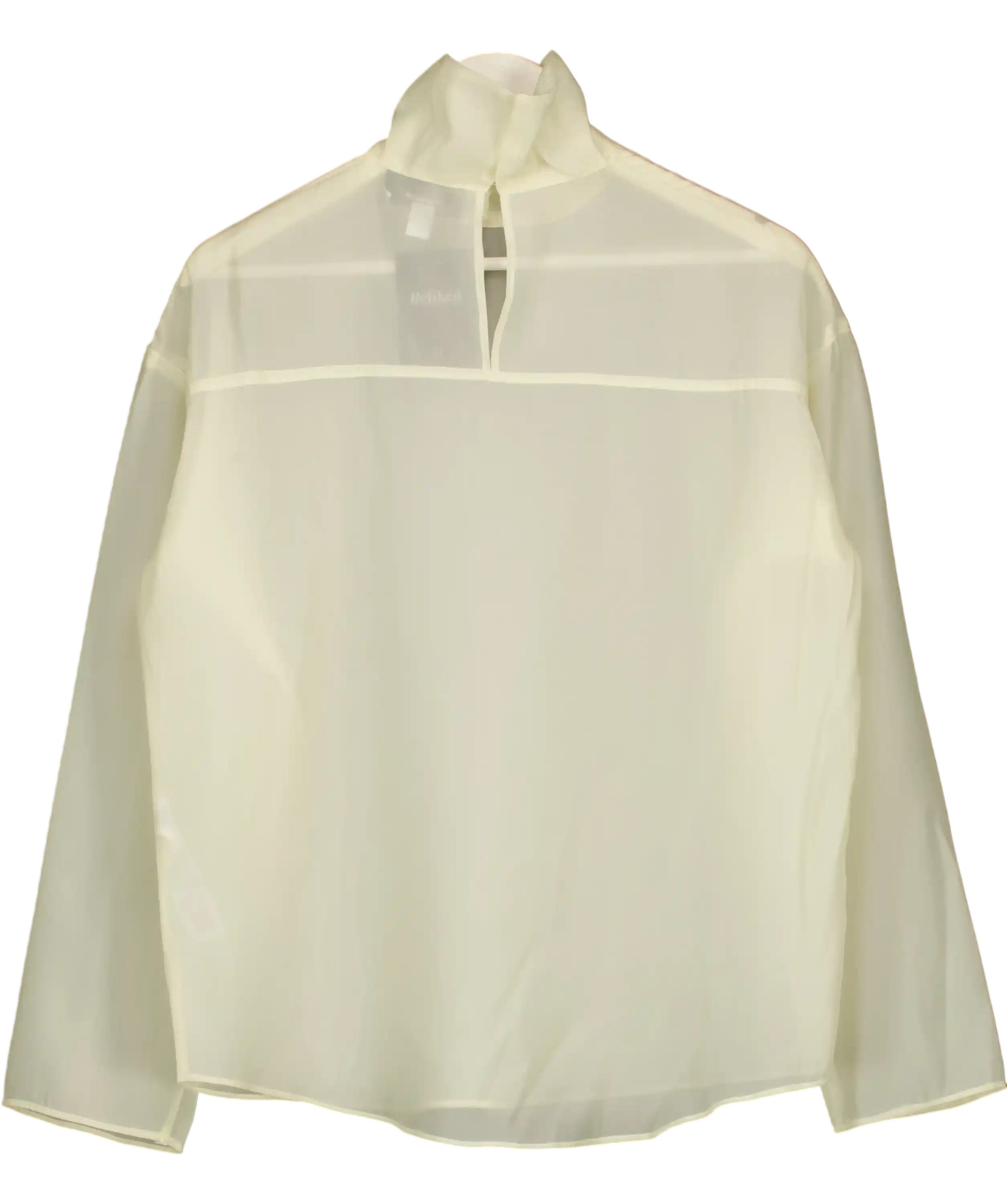 Topshop Funnel Neck Long Sleeve Organza Top In Champagne Cream UK 10