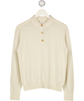 LILYSILK Cream Baby Cashmere Polo Shirt UK XS