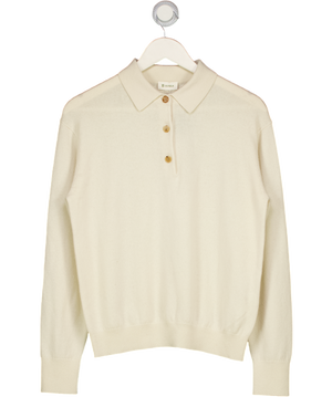 LILYSILK Cream Baby Cashmere Polo Shirt UK XS