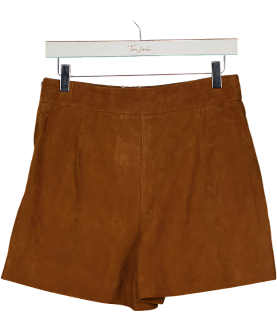 SEZANE Brown Real Suede Leather Leonis Shorts UK 10