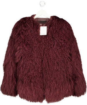 DE SAVARY LONDON Burgundy Red  Mongolian Coat UK S