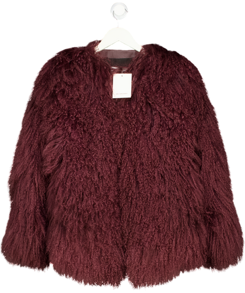 DE SAVARY LONDON Burgundy Red  Mongolian Coat UK S
