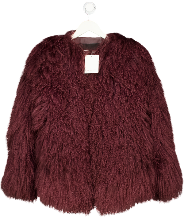 DE SAVARY LONDON Burgundy Red  Mongolian Coat UK S