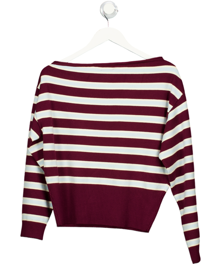 White Fox Red Knit Sweater Wine Stripe UK S/M