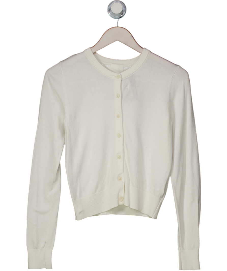 H&M White Viscose Blend Fine Knit Cardigan UK XS