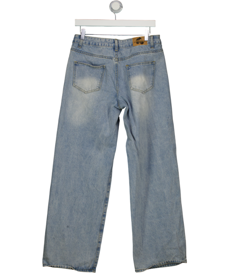 White Fox Blue High Rise Wide Straight Leg Jeans UK M