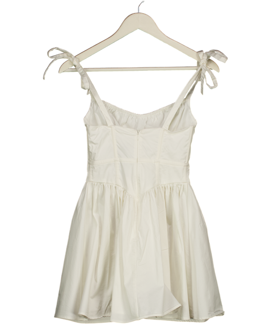 FOR LOVE & LEMONS White Cotton Corset Style Mini Dress UK XXS
