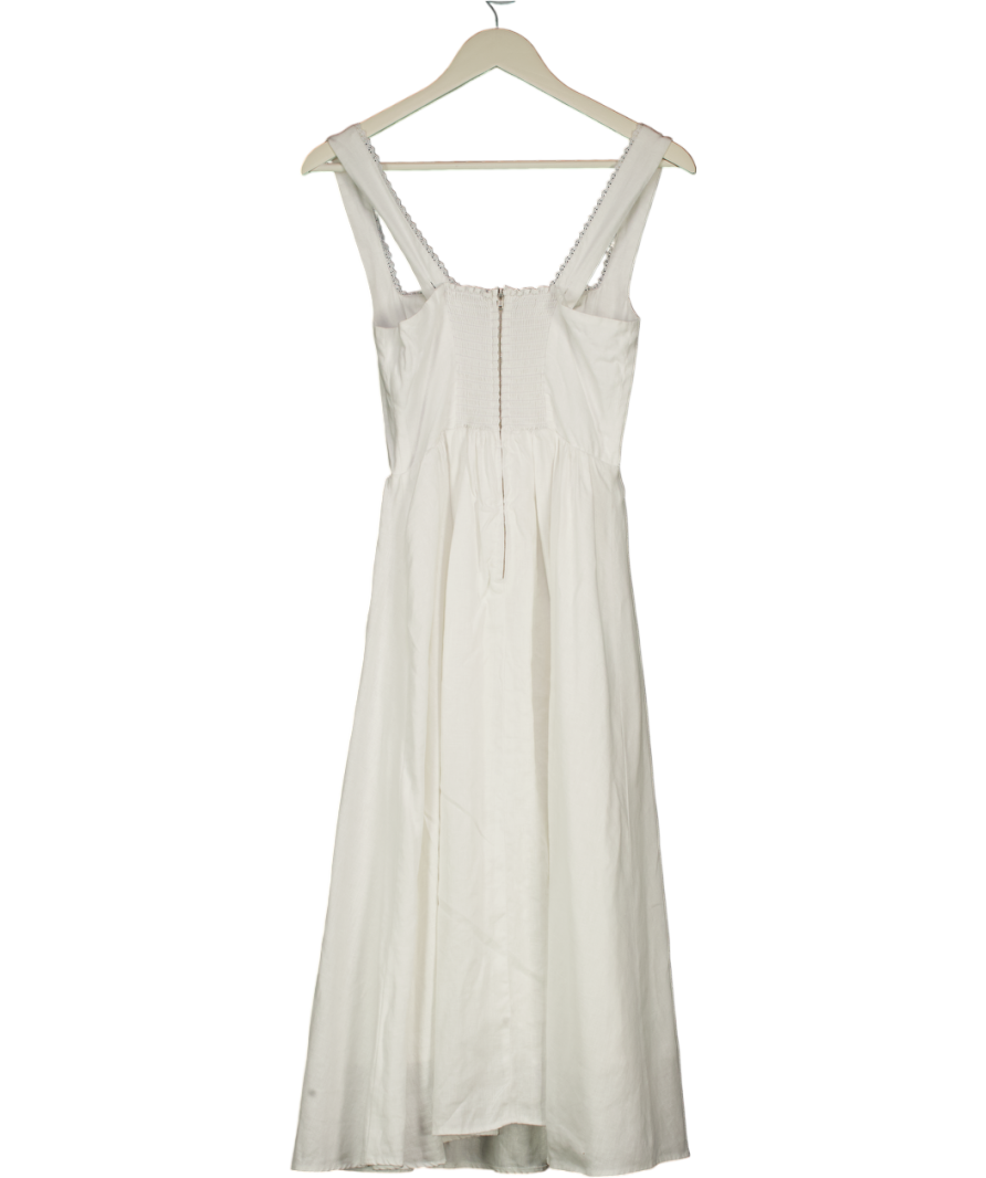 REFORMATION White Linen Corset Detail Midi Dress Us2 UK 6