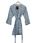 DEEBA White & Blue Floral Penny Dress UK S/M