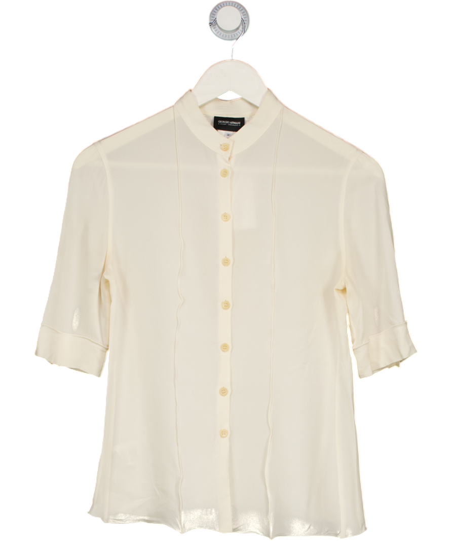 Giorgio Armani Cream Silk Button Down Blouse UK 6