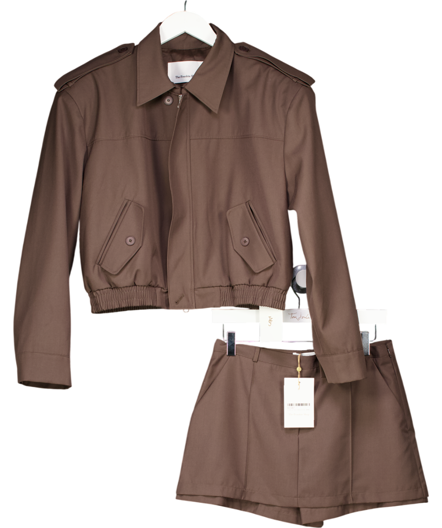 The Frankie Shop Brown Hyde Cropped Bomber UK M