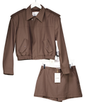 The Frankie Shop Brown Hyde Cropped Bomber UK M