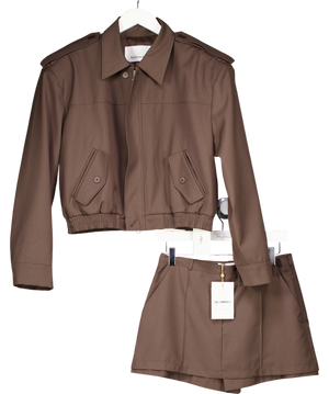The Frankie Shop 2-piece Brown Hyde Cropped Bomber (UK XS/S) and Mini Skirt Set UK M