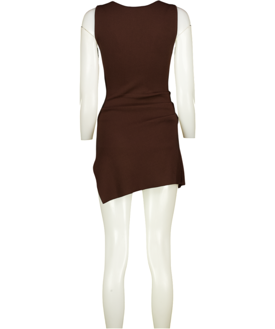 DISSH Cleo Chocolate Brown Sleeveless Longline Knit Top UK S
