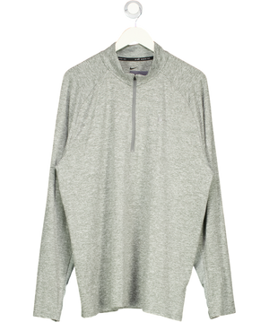 NIKE Running Stride Dri-fit Half Zip Longsleeve Top In Grey UK XL