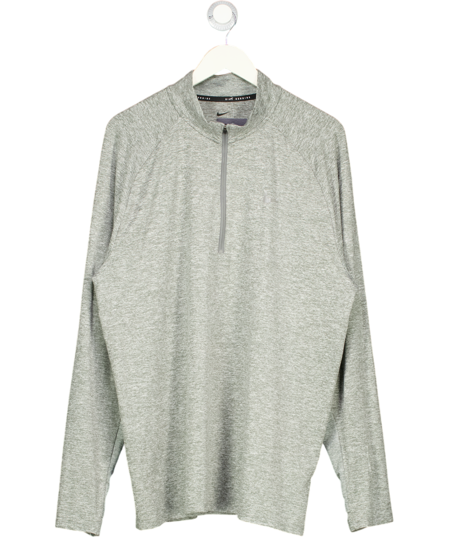 NIKE Running Stride Dri-fit Half Zip Longsleeve Top In Grey UK XL