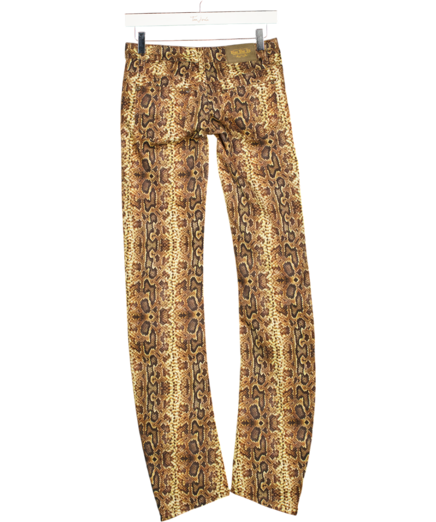 WMNS WEAR Brown Croc Print Low Rise Viper Jeans UK XS