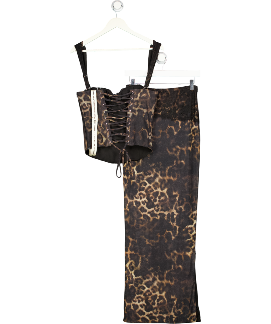 Mars the Label Piece Jayde Brown Leopard Print Corset And Maxi Skirt Set UK 10