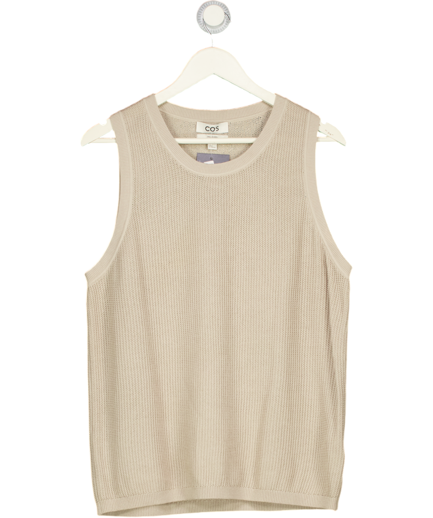 COS Beige Knitted Crewneck Relaxed Fit Vest UK M