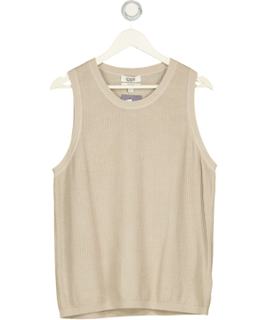 COS Beige Knitted Crewneck Relaxed Fit Vest UK M