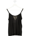 Maje Black Linen Cami Top With Chain Detail UK 8