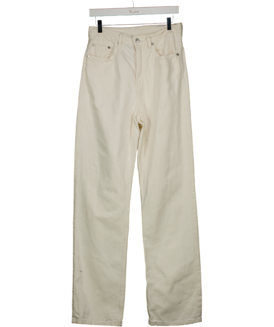 Weekday Cream Rowe Extra High Straight Jeans L34 W30