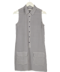 EQUIPMENT White / Navy Blue Geo Print Sleeveless 100% Silk Shirt Dress UK XS