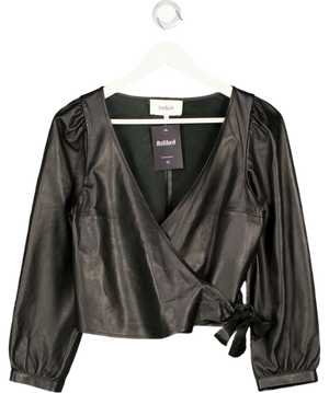 BA&SH Houston Butter Soft Real  Leather Wrap Top - Black Sz0 UK XS