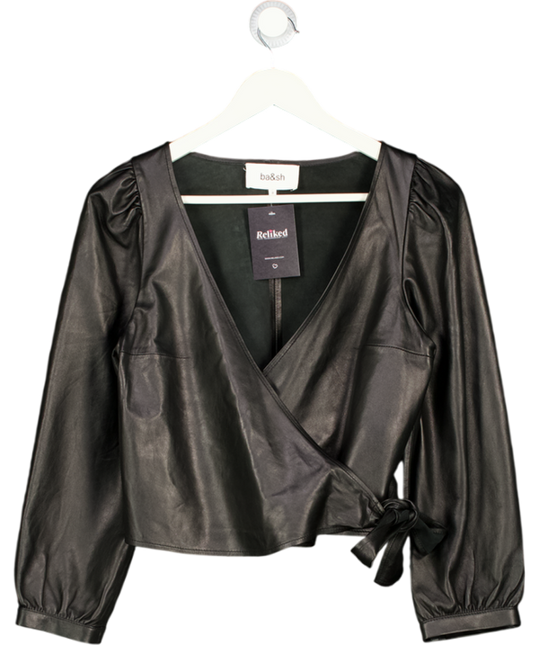 BA&SH Houston Butter Soft Real  Leather Wrap Top - Black Sz0 UK XS