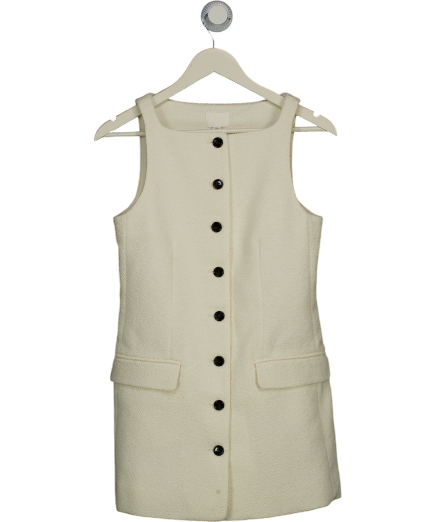 H&M White Sleeveless Twill Mini Dress UK 8