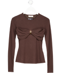 4th & Reckless Brown Hennii Chocolate Knitted Hardware Bust Detail Top UK 8