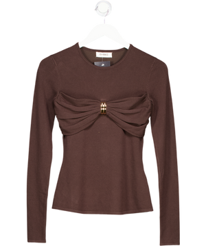 4th & Reckless Brown Hennii Chocolate Knitted Hardware Bust Detail Top UK 8