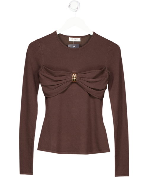 4th & Reckless Brown Hennii Chocolate Knitted Hardware Bust Detail Top UK 8