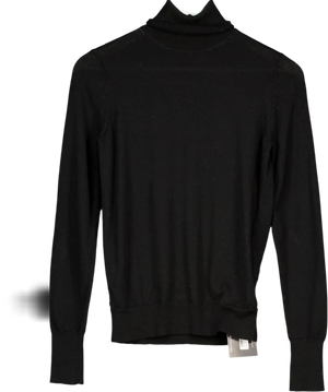 Uniqlo Black Extra Warm Cashmere Blend Turtleneck T-shirt UK 10