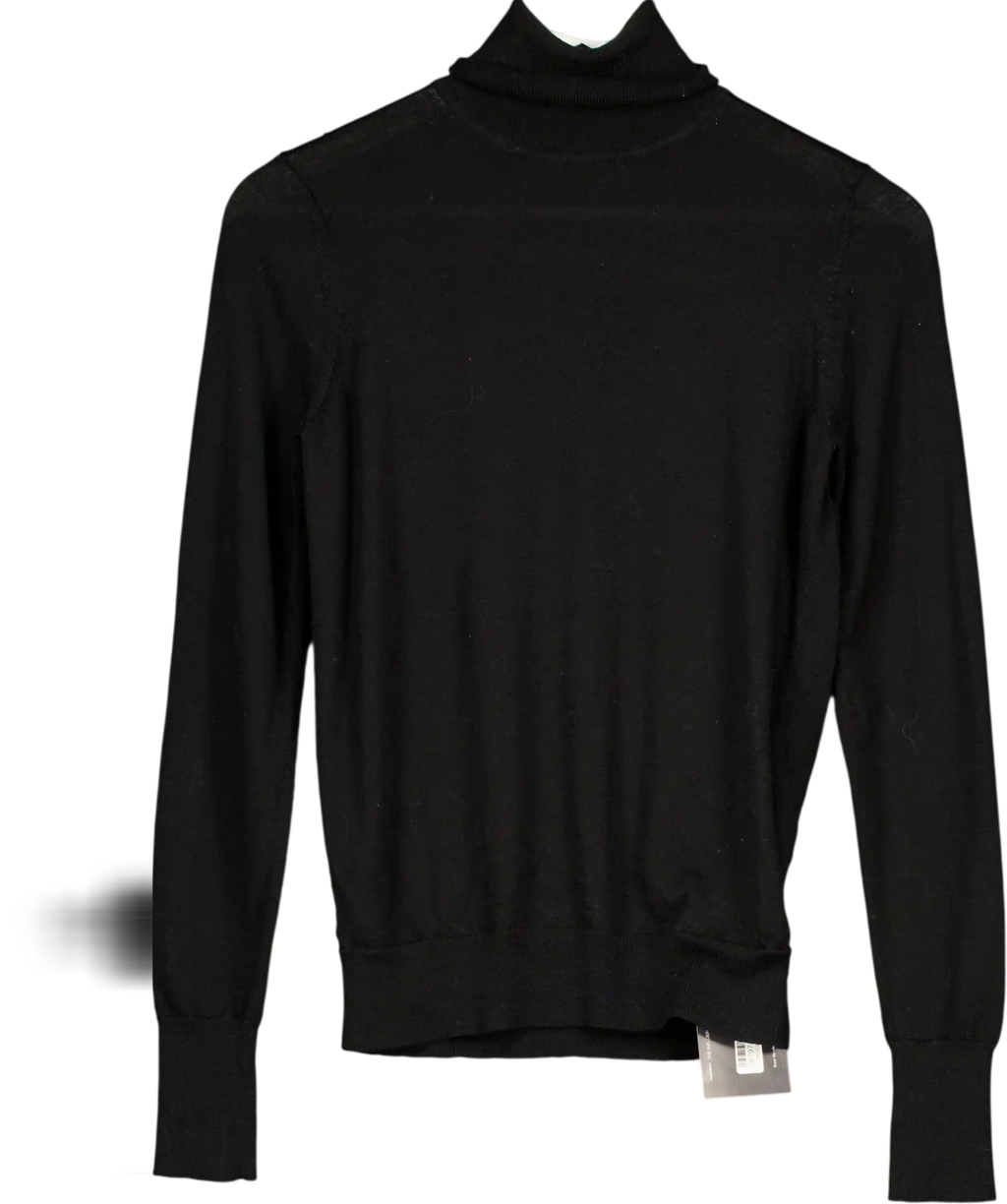 Uniqlo Black Extra Warm Cashmere Blend Turtleneck T-shirt UK 10