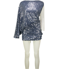 DE LA VALI Ibiza Mini Dress In Blue Sequin Crochet UK 6