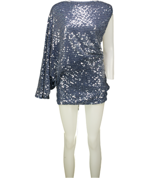 DE LA VALI Ibiza Mini Dress In Blue Sequin Crochet UK 6