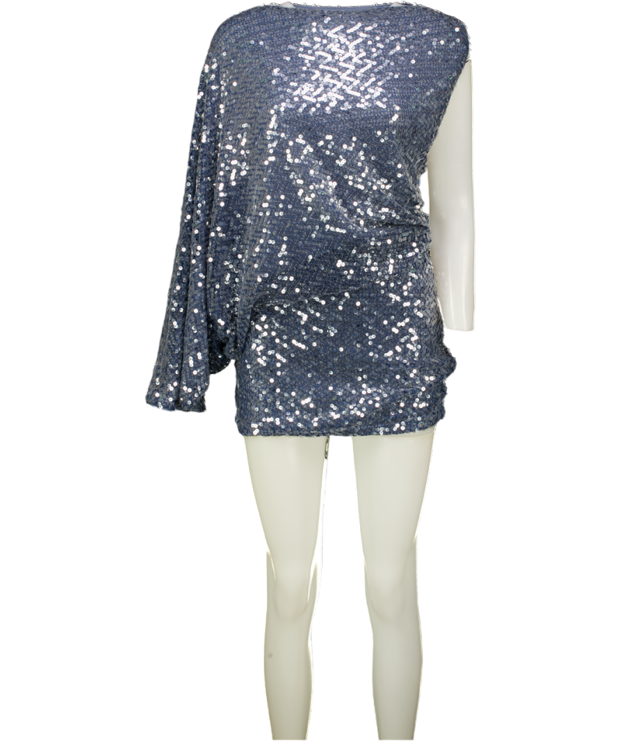 DE LA VALI Ibiza Mini Dress In Blue Sequin Crochet UK 6